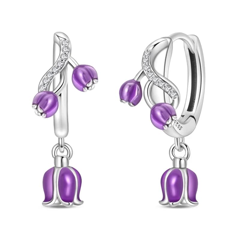 Nuovi Orecchini da Donna 2026 in Argento Sterling 925 con Motivo a Giglio Viola, Brillanti Orecchini a Stella per Matrimonio e Fidanzamento, Gioielli Regalo