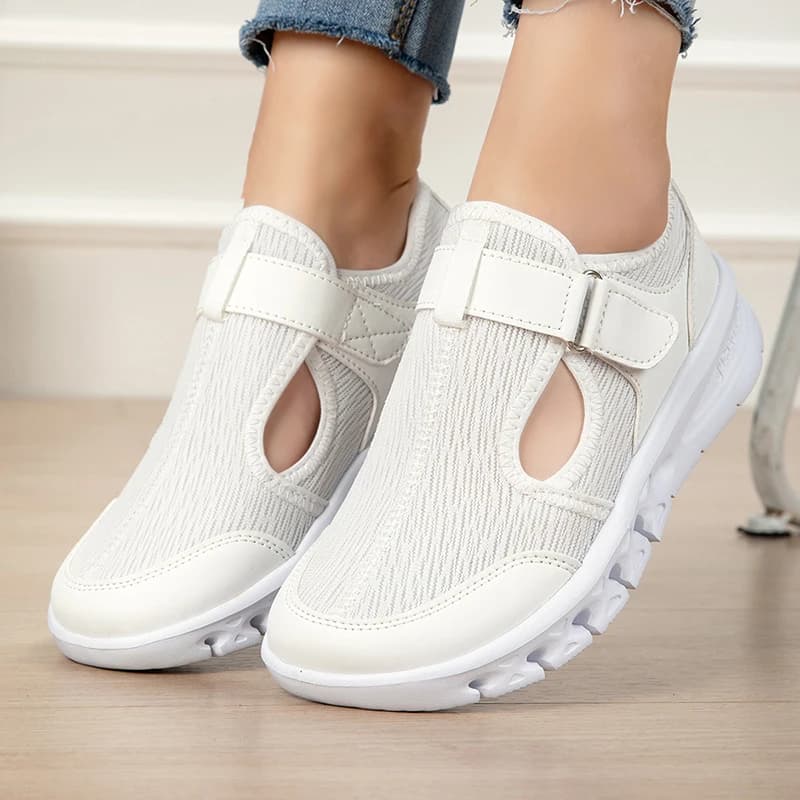 Scarpe da donna 2026: Sneakers bianche vulcanizzate traspiranti, alla moda, in mesh, casual, da passeggio e da lavoro