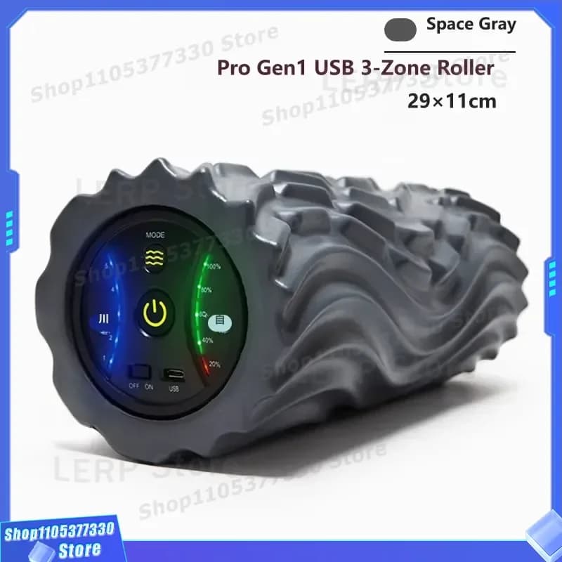 Electric High Density Vibrating Foam Roller-3 Zone Vibration Professional Edition Portable Firm USB Charging for Muscle