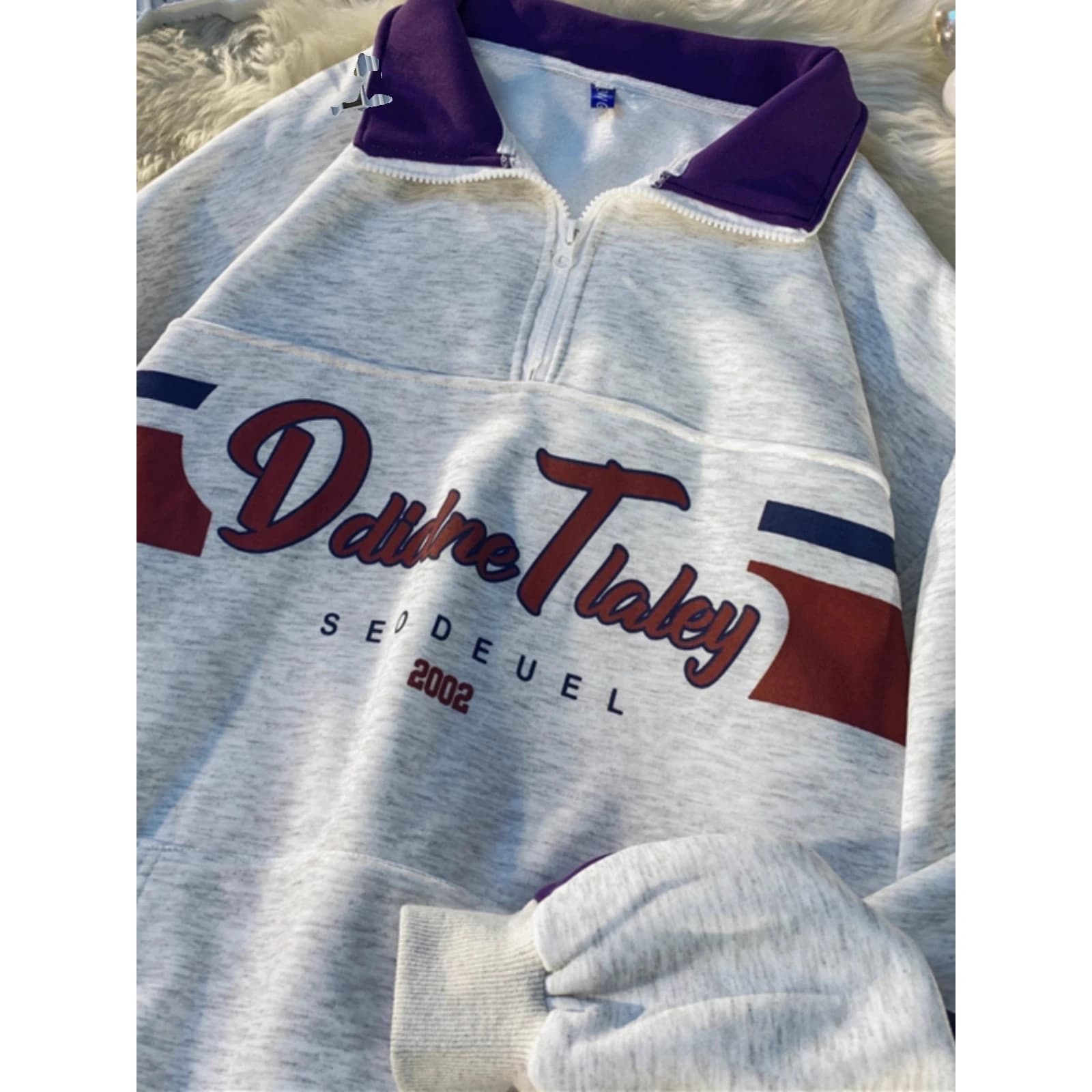 Extra Large 300 Pounds American High Street Neck Sweatshirt Men's Loose Half Zipper Jacket Casual Style Polyester Fabric