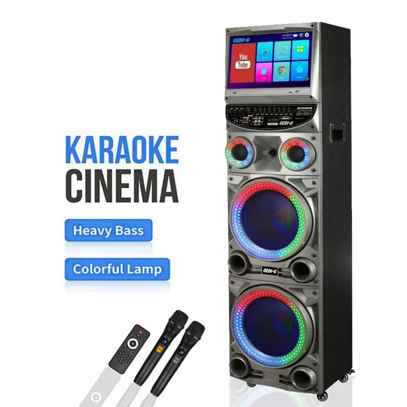 Portable Smart Karaoke Machine System With Dual 12'' Horn Wireless Speaker And 15.4'' Touch Screen For Parties Speakers GD-1415