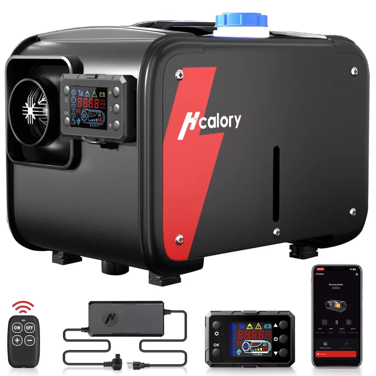 HCALORY Riscaldatore diesel tipo bluetooth 8KW 12V Riscaldatore d'aria diesel portatile all-in-one con telecomando e monitor LCD