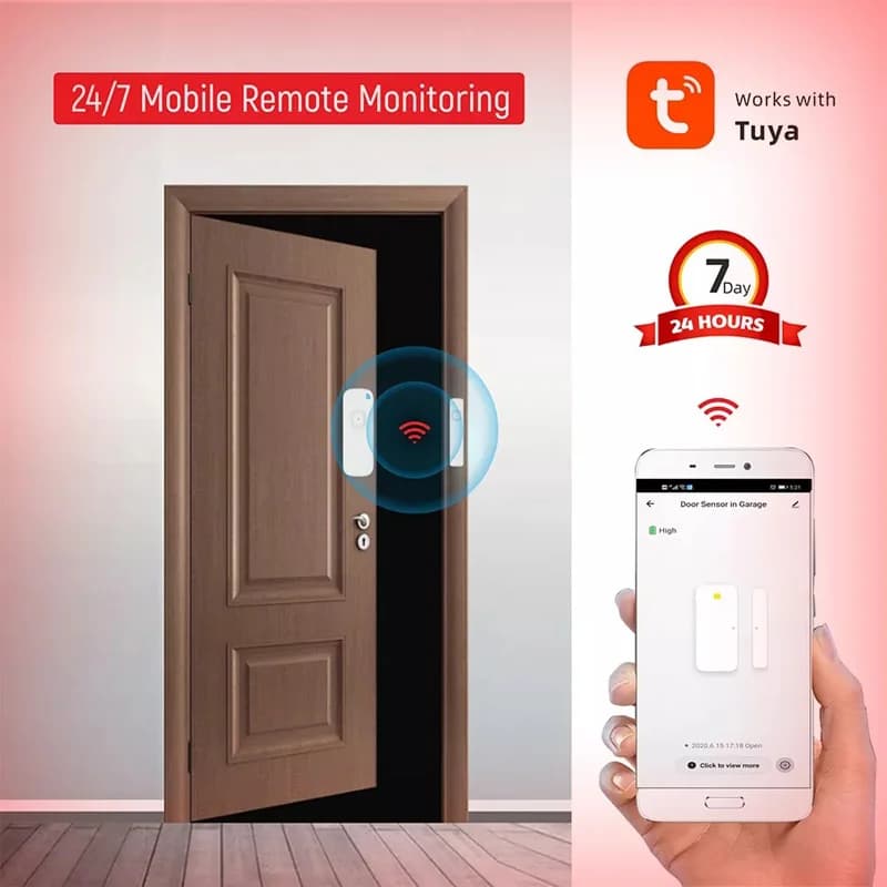 Allarme Antifurto Magnetico Wireless Intelligente Tuya con Wi-Fi, Ricarica USB e Indicatore Dinamico dello Stato per Casa