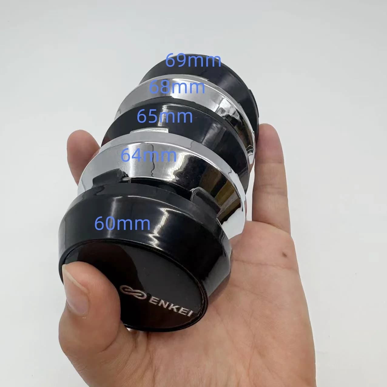 4 pezzi 60mm 64mm 65mm 68mm 69mm Tappi centrali ruota auto Tappo alto con emblema ENKEI Logo Accessori per lo styling per copertura mozzo cerchione ENKEI