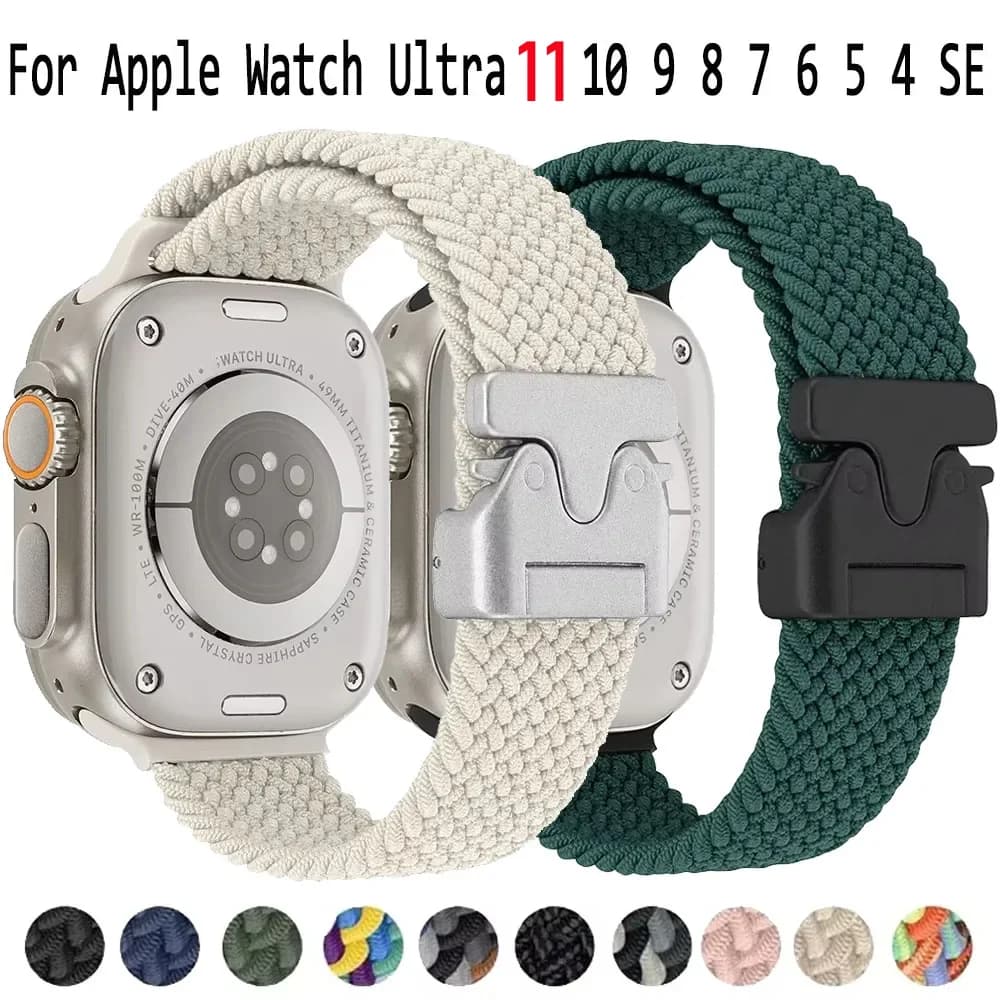 Cinturino in nylon per Apple Watch Ultra 3/2/1 49mm S11-10 46mm 42mm Bracciale con fibbia per paracadute iWatch 9 8 7 6 5 SE3 45/41/44/40mm Band