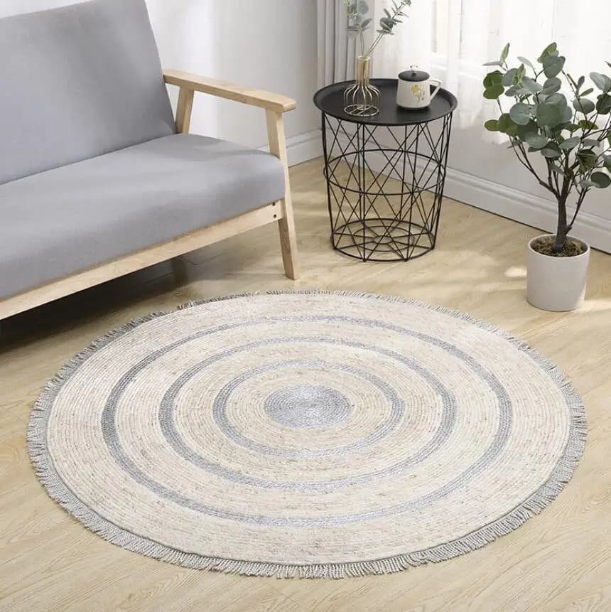Tappeti rotondi in tessuto giapponese Tappeto in rattan fatto a mano con nappa per camera da letto Soggiorno Decorazioni per la casa Tappetini per porta della camera chic