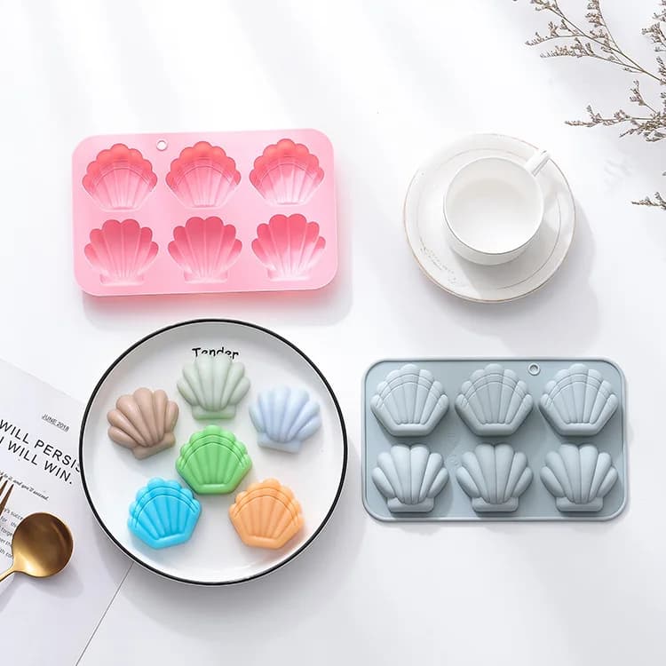 Stampo in silicone a forma di conchiglia per 6 madeleine, mousse, biscotti, torte al cioccolato, stampo da forno a forma di conchiglia fatata