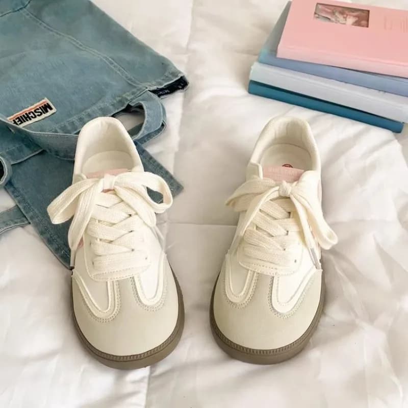 Sneakers casual da donna con fiocco, nuovo stile 2026, graziose sneakers bianche