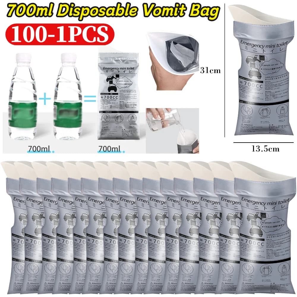 100-1PCS Borsa per urina Sacchetti per urina di emergenza esterna 700ml Borsa da viaggio usa e getta Mini toilette mobile Borsa per vomito Borsa per urina portatile