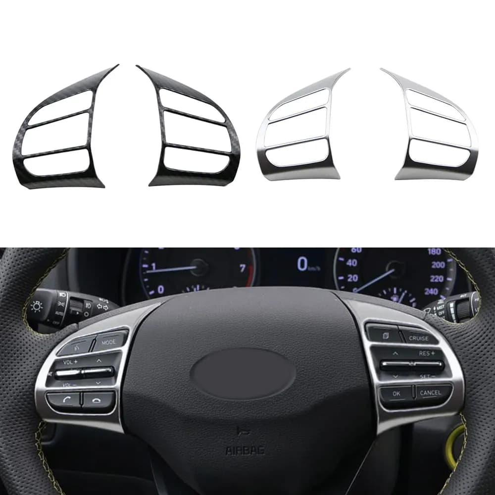 2 pezzi ABS coprivolante per auto telaio rivestimento adesivo per Hyundai Kona Encino Kauai 2017 2018 2019 2020 SUV accessori interni