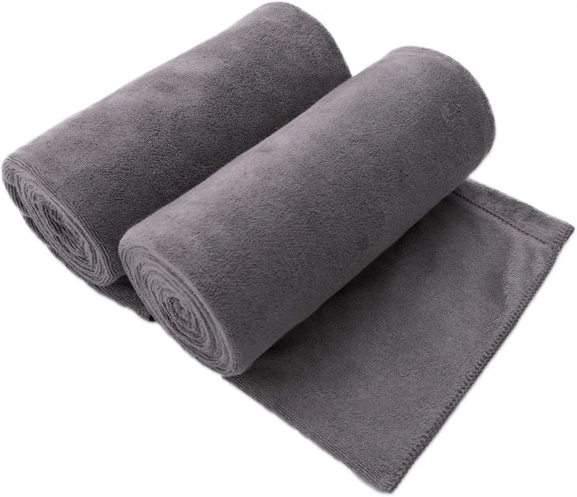 Set di 2 Asciugamani da Bagno Oversize in Microfibra 30x60, Super Morbidi, ad Asciugatura Rapida, Multiuso per Palestra, Viaggi, Yoga, Grigio