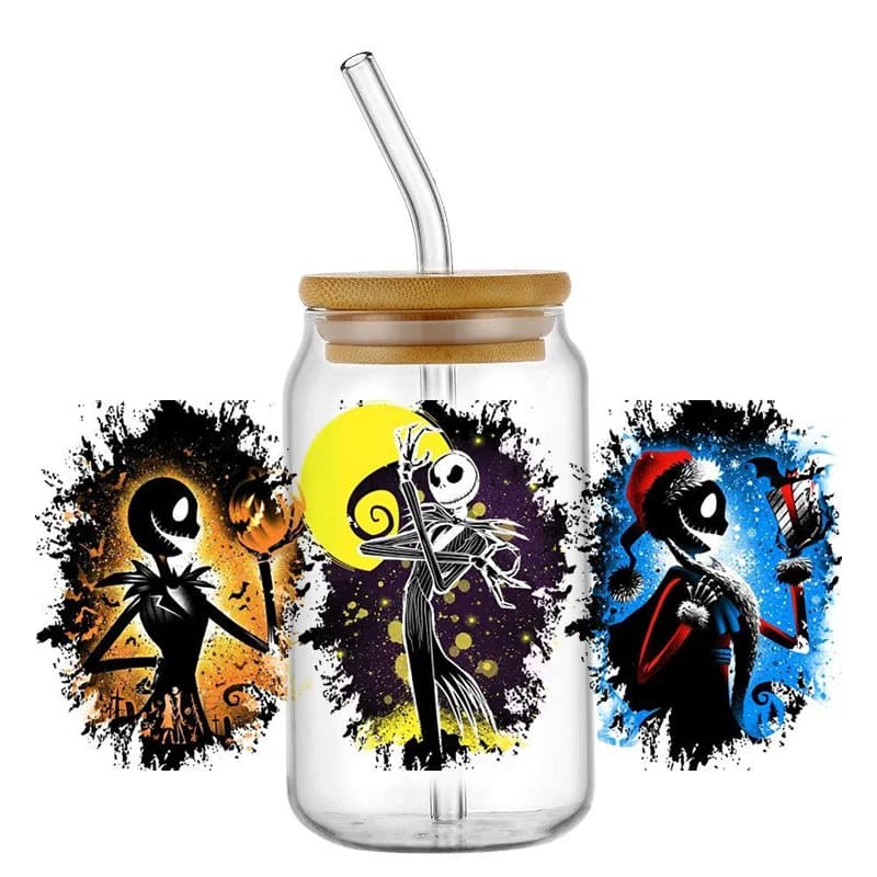 Popular Cartoon Mixed Characters Sketch Art 16oz UV DTF 3D Transfer Sticker Wrap Decals For Glass Can Cup Craft DIY Creative