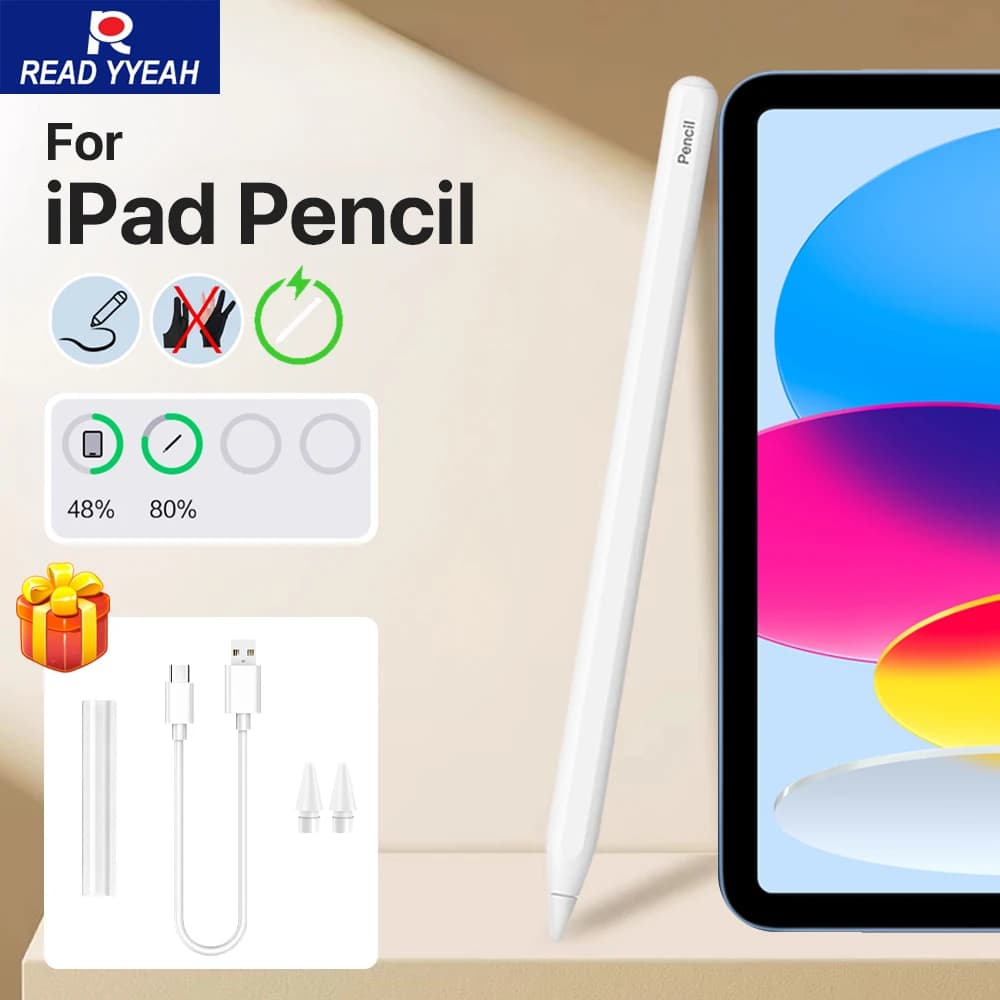 Penna Stilo di 2a Generazione con Riconoscimento del Palmo, Ricarica Magnetica Wireless USB-C Veloce per iPad Air 4/5 Mini 6 Pro 11/12.9