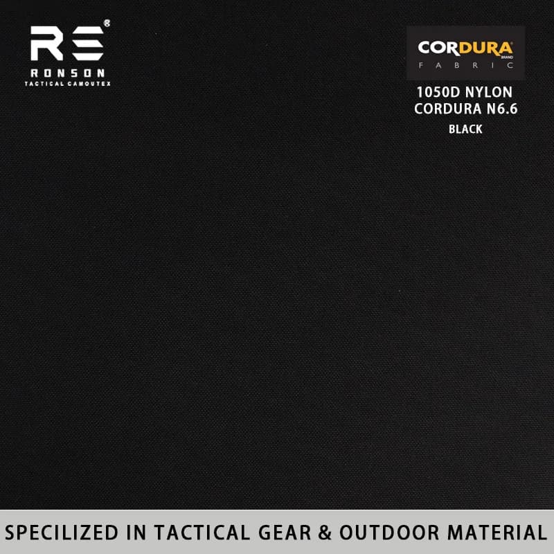 Ronson Black 1000D N6.6 Nylon Cordura Mil-spec Fabric WR PU Coated Tactical Gears and Outdoor Sportswear
