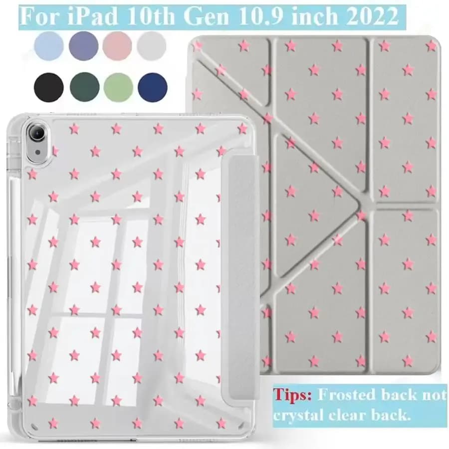 Light Pink Star Holder Cover Tablet Case For iPad Mini 6 7 Air 4 5 M3 M2 M4 11inch Pro 2025 Pro 11th 10th 9th 8th 7th 12.9inch