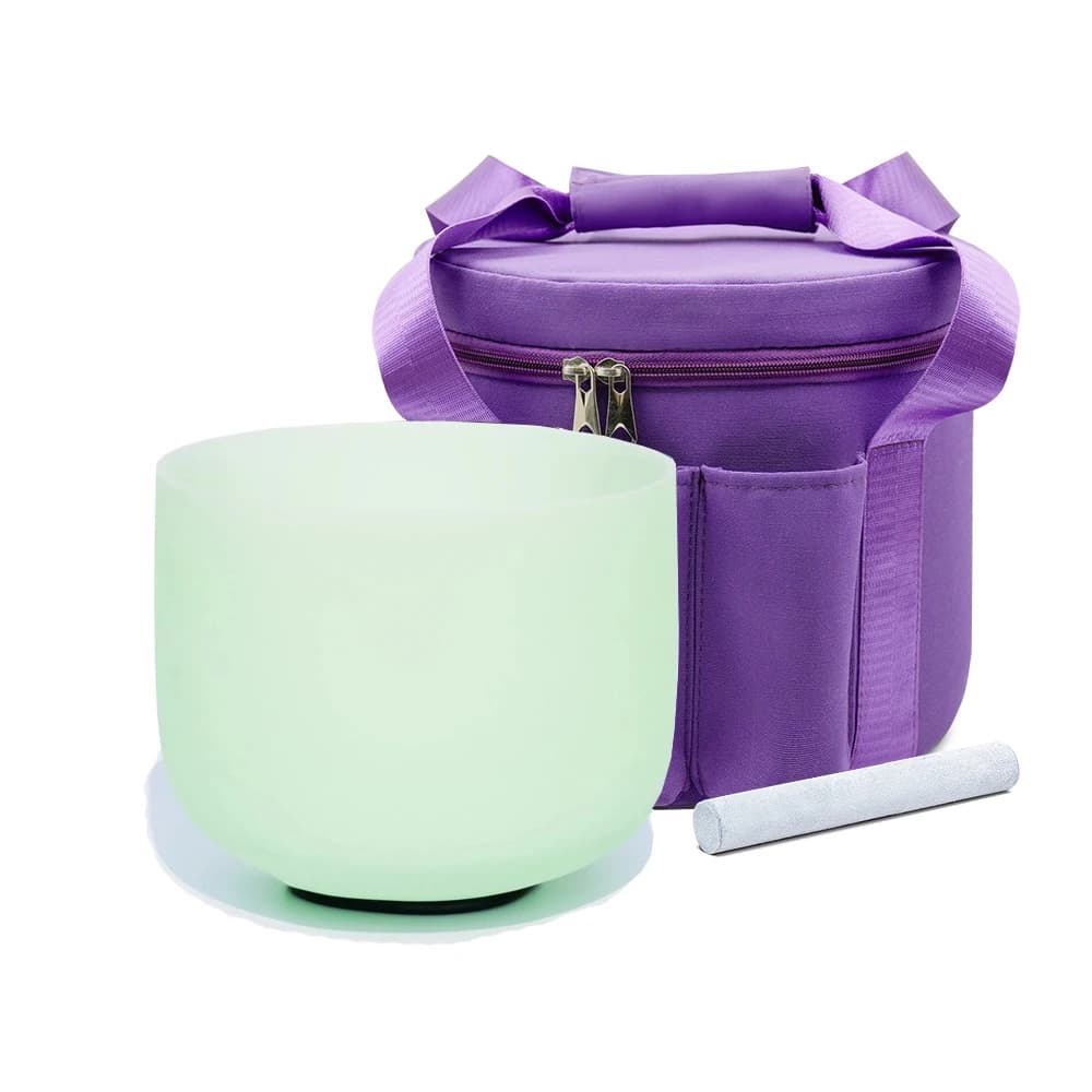 Hye-eun Mint Green 8inch 440HZ/432hz Crystal Singing Bowl with Bag for Yoga Meditation Sound Healing Instruments, Tibetan Bowls