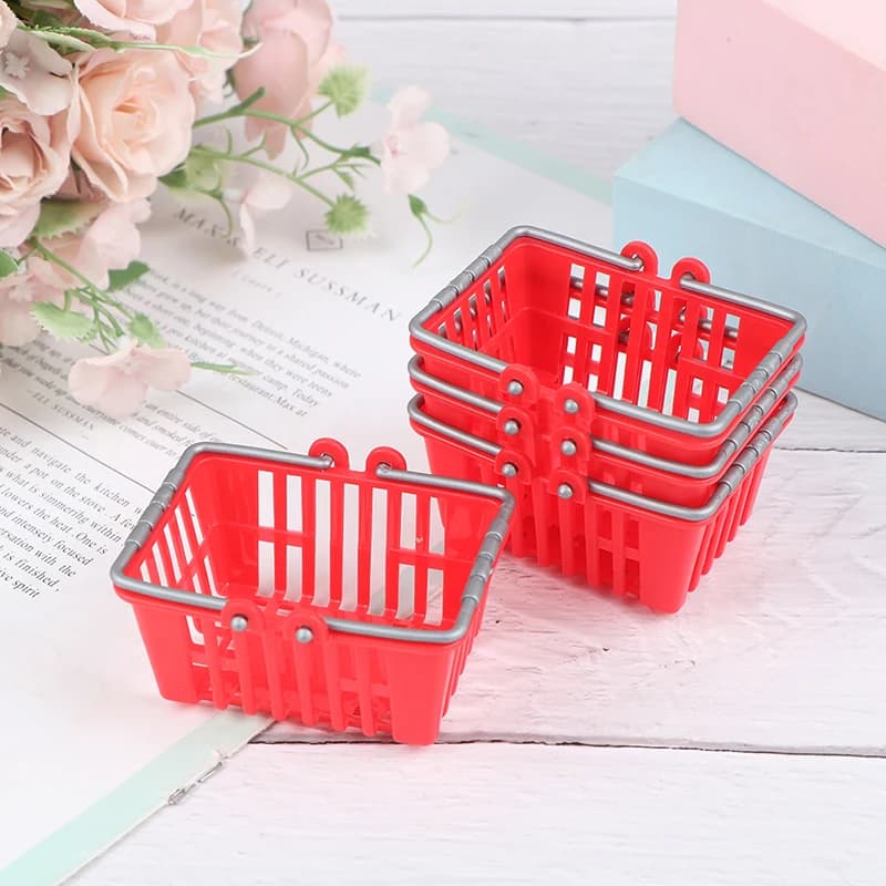 Casa delle bambole in miniatura Cestino della spesa Giocattoli Bambini Mini supermercato Shopping Cestino a mano Modello Casa delle bambole