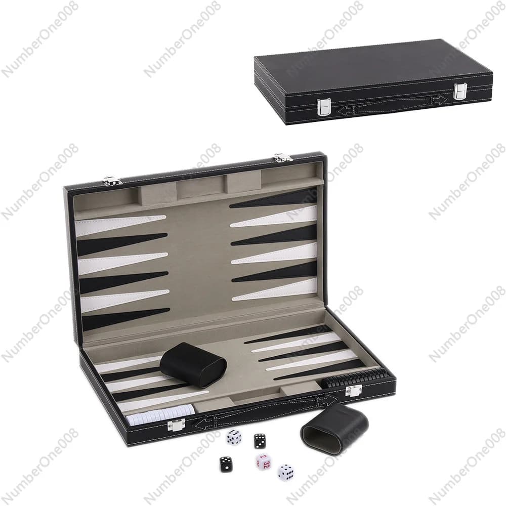 Set da Backgammon Portatile in Pelle PU con Tavola e Dadi, Gioco da Tavolo per Intrattenimento e Tempo Libero, Vendita Calda Transfrontaliera
