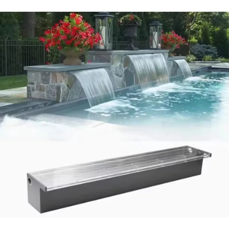 Acrylic Waterfall Spout Water Curtain Landscape Outlet Pool Garden Water Flow Decor Hardware Fitting Flat Linear Wide Water