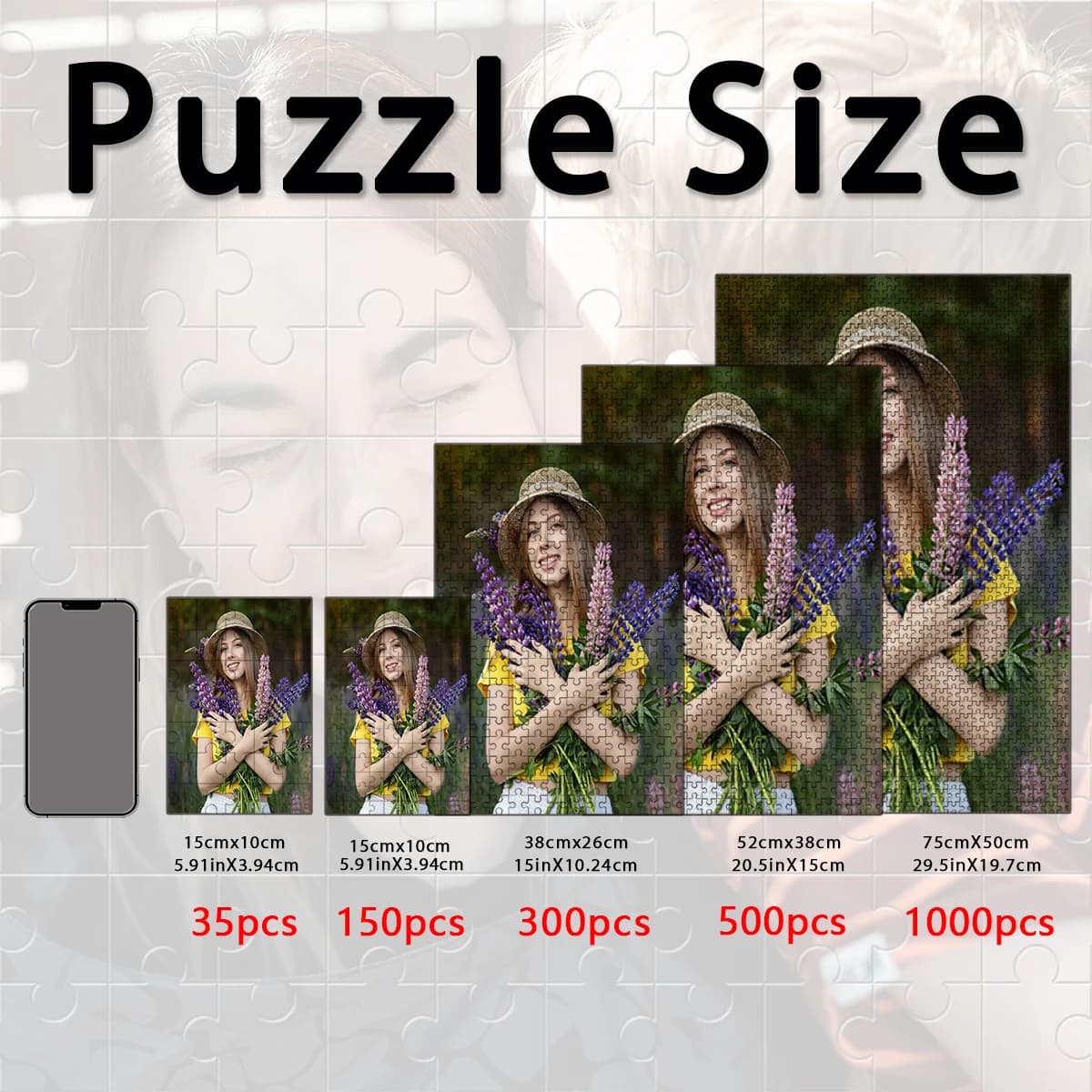 35/300/500pcs Creative girl Custom Poster Custom DIY Personalised Photo Portrait Puzzles Personalized Poster For Kids Toy Baby