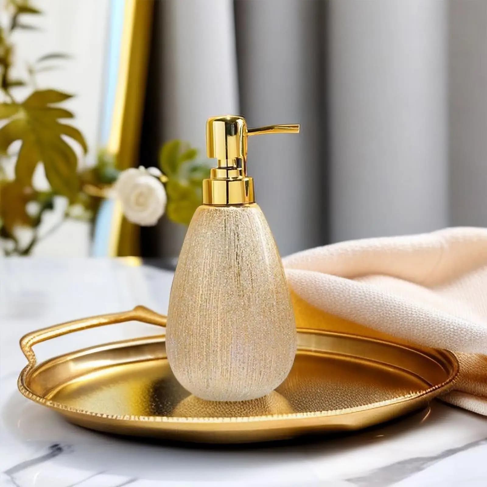 Dispenser di Sapone a Pompa, Contenitore per Liquidi da Bagno per Piano di Lavoro del Bagno e Hotel