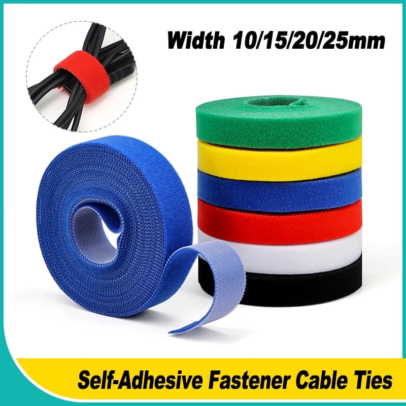 5M/Rotolo Fascette per cavi Adesivo riutilizzabile Gancio Anello Fascio di fissaggio Cinghia in nylon Organizzatore Self Clip Holder Gestione Cinghie Fascetta per cavi