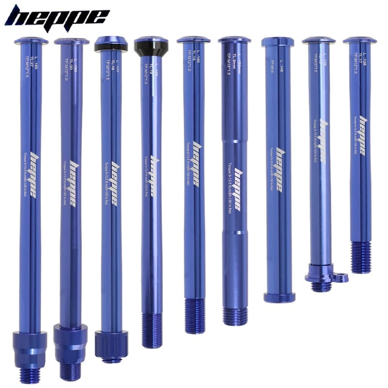 HEPPE MTB Road Bike Thru Axle Front Rear Wheel Hub Shaft Skewer 12x100/110 15x100/110 12x142/148 Thru Axle Blue Ultra Light Axle