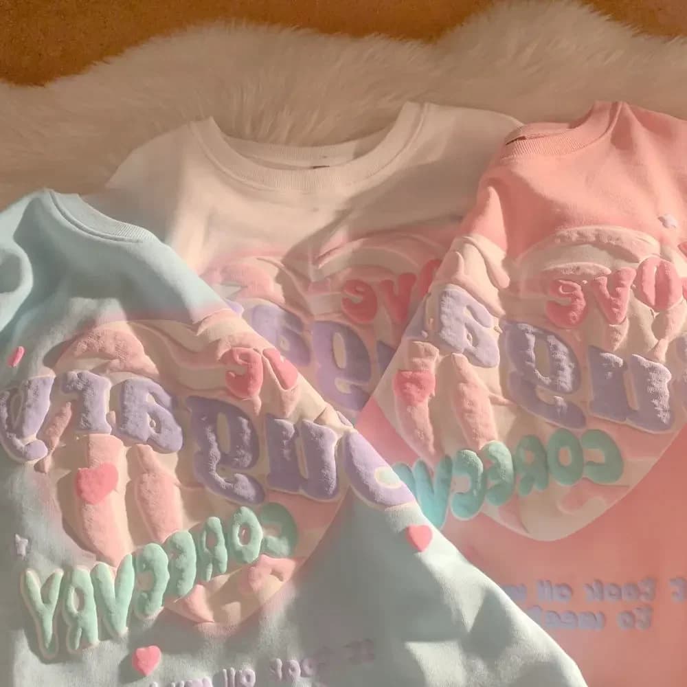 Felpa girocollo oversize da donna primavera autunno nuova felpa con cappuccio con stampa di lettere sottili top a maniche lunghe chic allentati stile coreano femminile