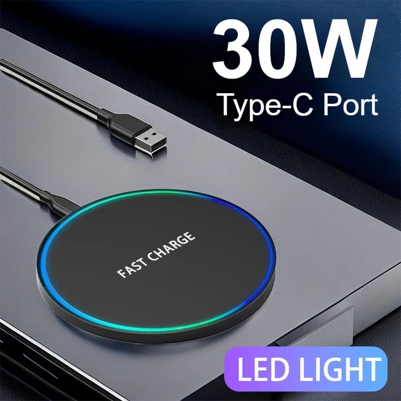 Mini caricabatterie wireless a LED Carica telefono a LED per iPhone 16 15 14 13 12 Samsung S25 S24 Xiaomi AirPods Pro Stazione di ricarica rapida