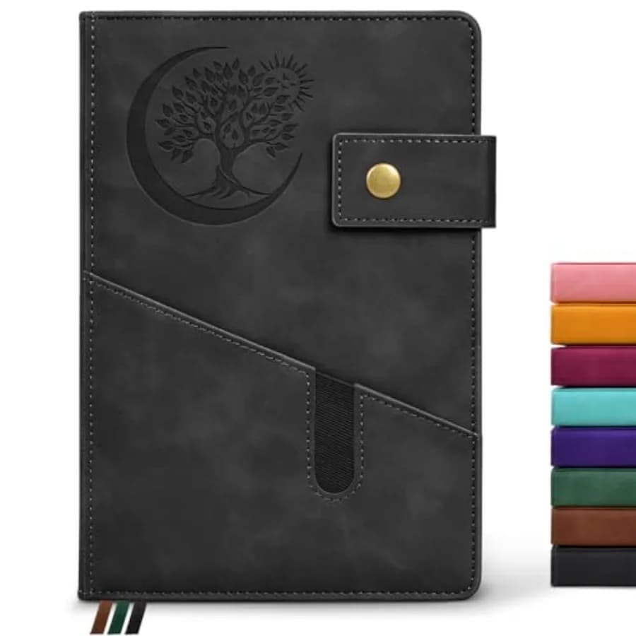 Blank Journal Notebook, A5 Hardcover Leather Sketchbook with 200 s Thick Paper for Men Women, Unlined Drawing and Writing Journ