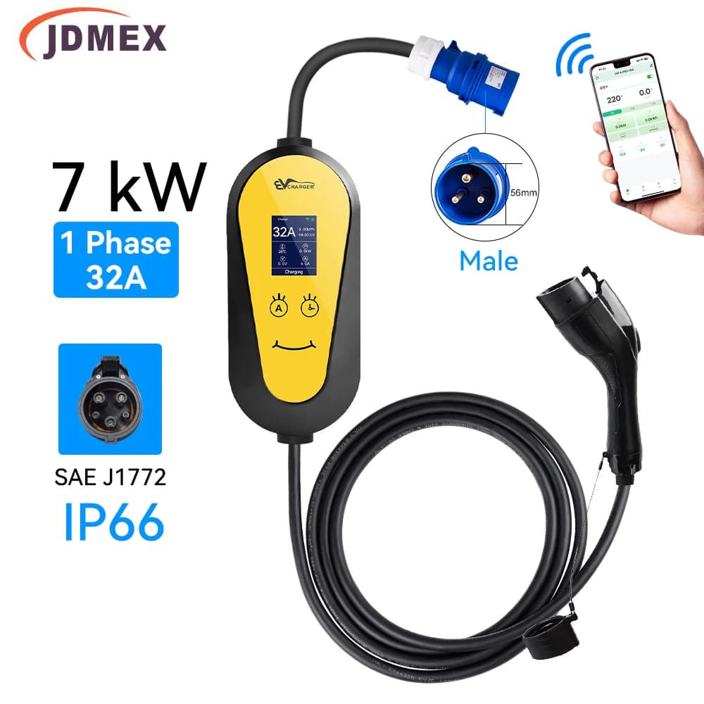 JDMEX 7KW Type1 EV Charger Portable With APP Control EVSE Charging 32A EVSE Charger For Electric Vehicle Adjustable Current