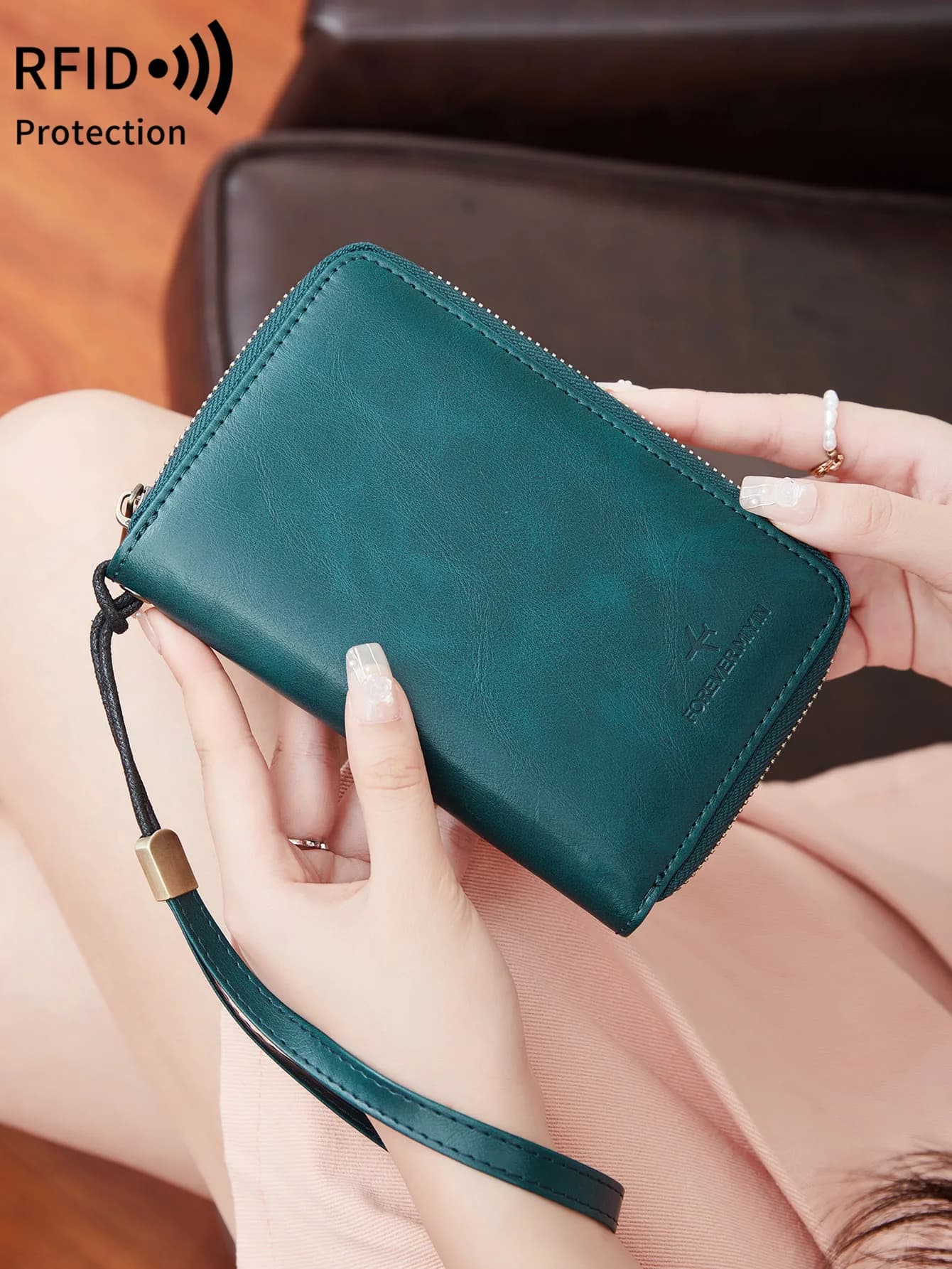 RFID Shielded Passport Wallet Travel Card Bag with PU Leather Hinge Multifunctional Storage Card Bag with ID Card Window