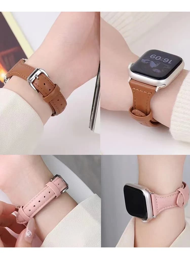 Cinturino in pelle sottile per apple watch 10 band 44mm 40mm 41mm 46mm 45mm correa Braccialetti da polso iwatch serie 8 ultra 7 6 5 4 se