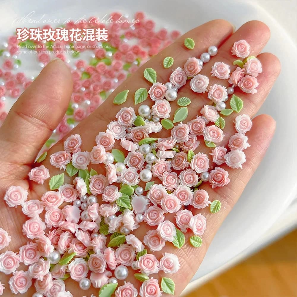 30 pz 3D Formato Misto Perla Resina Fiore Rosa Pendenti E Ciondoli Per Unghie Accessori Rosa Rosa Rosso Unghie artistiche Decorazioni di Lusso Forniture Parti FAI DA TE