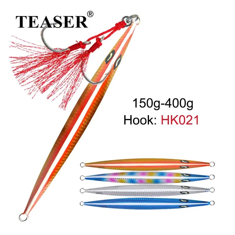 TEASER J38 150g 200g 250g 300g 400g Sea-bream Verticale Affondamento rapido Traina Spigola Esca da pesca in metallo Zeeck Esca dura