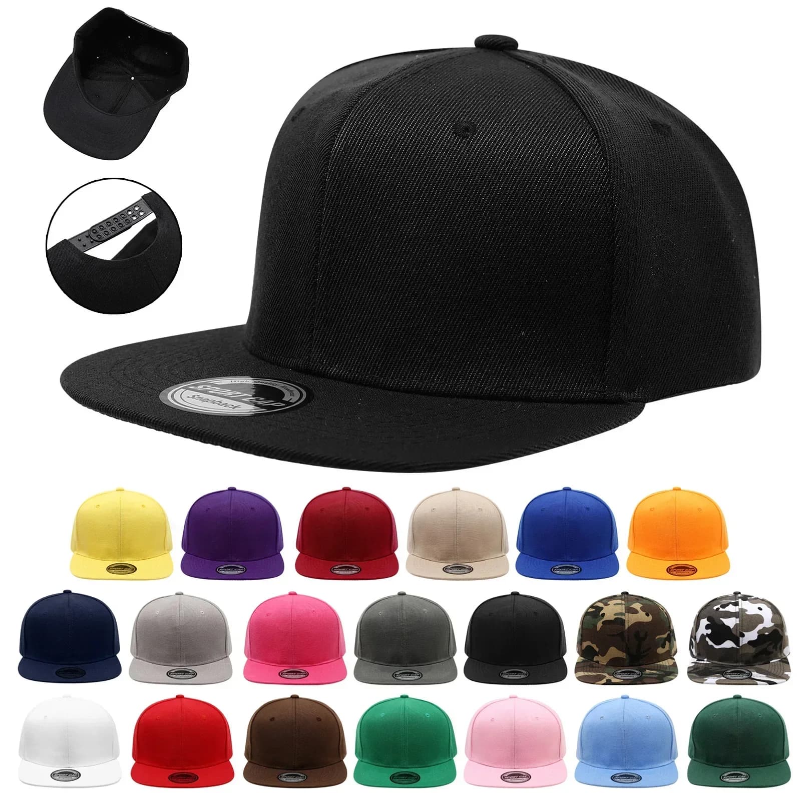 1pcs new hip-hop hats for men and women, flat street dance hats, plain camouflage flat-brim baseball caps, outdoor sunshade hats