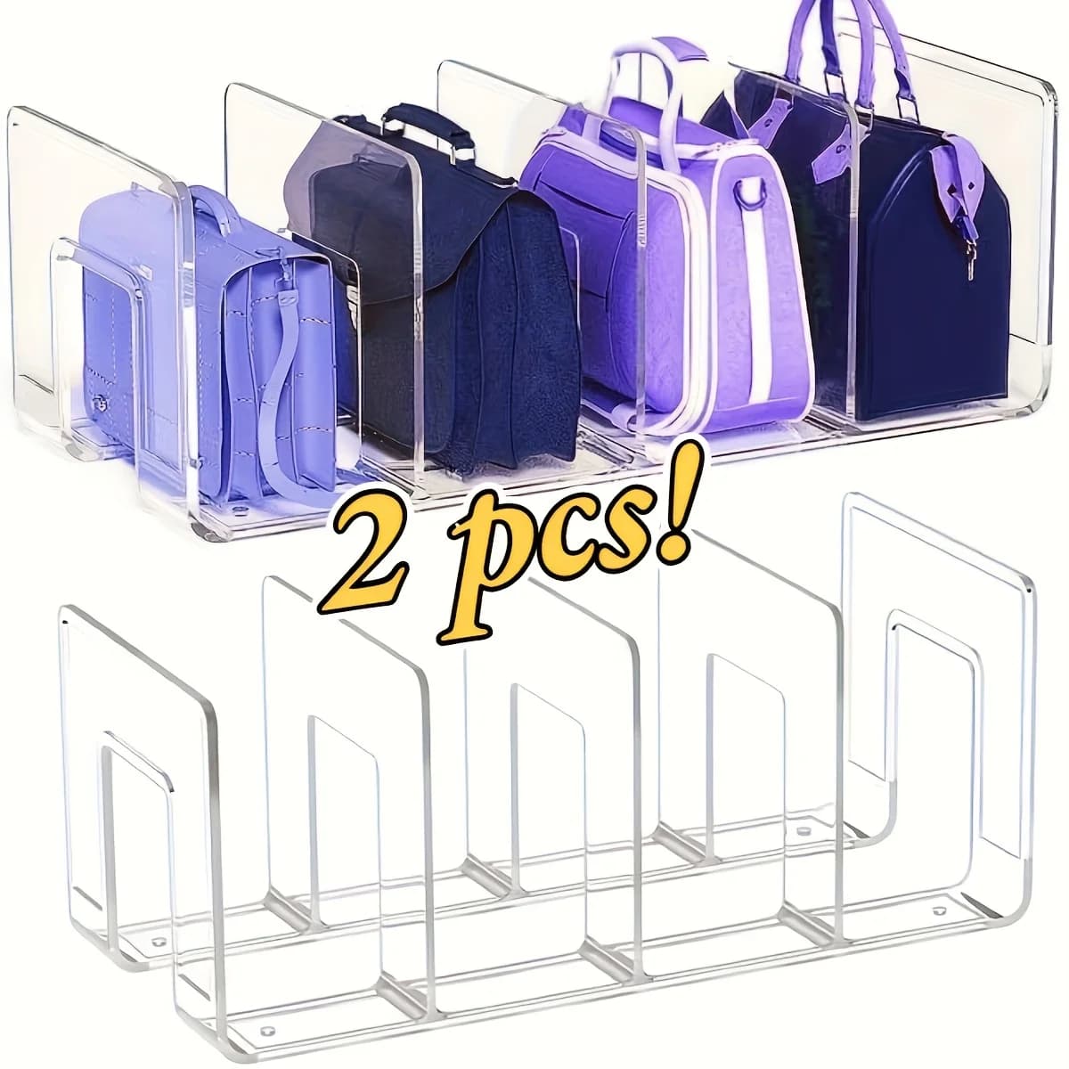 Bag Organizer, with Space-Saving Compartment Design, Transparent Compartmental Storage Solution for Handbags, Ties and Scarves