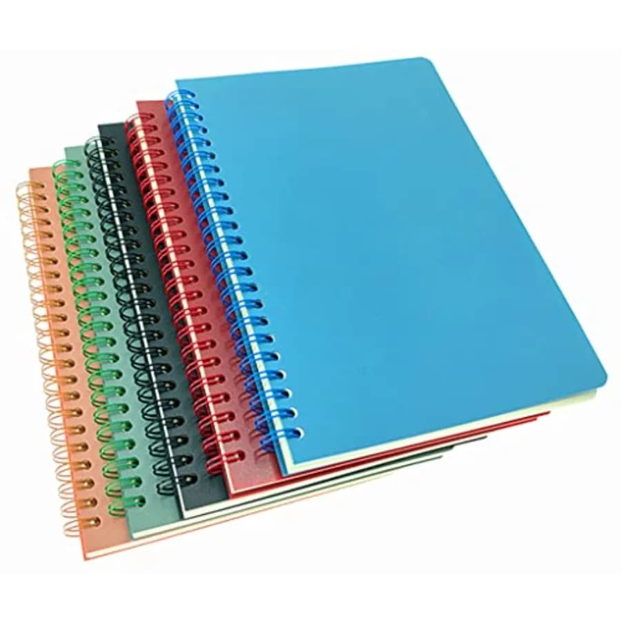 Spiral Notebook Journal, College Ruled Plastic Hardcover Wirebound Notepad Diary Memo Sketch Note Book for School Office Busine