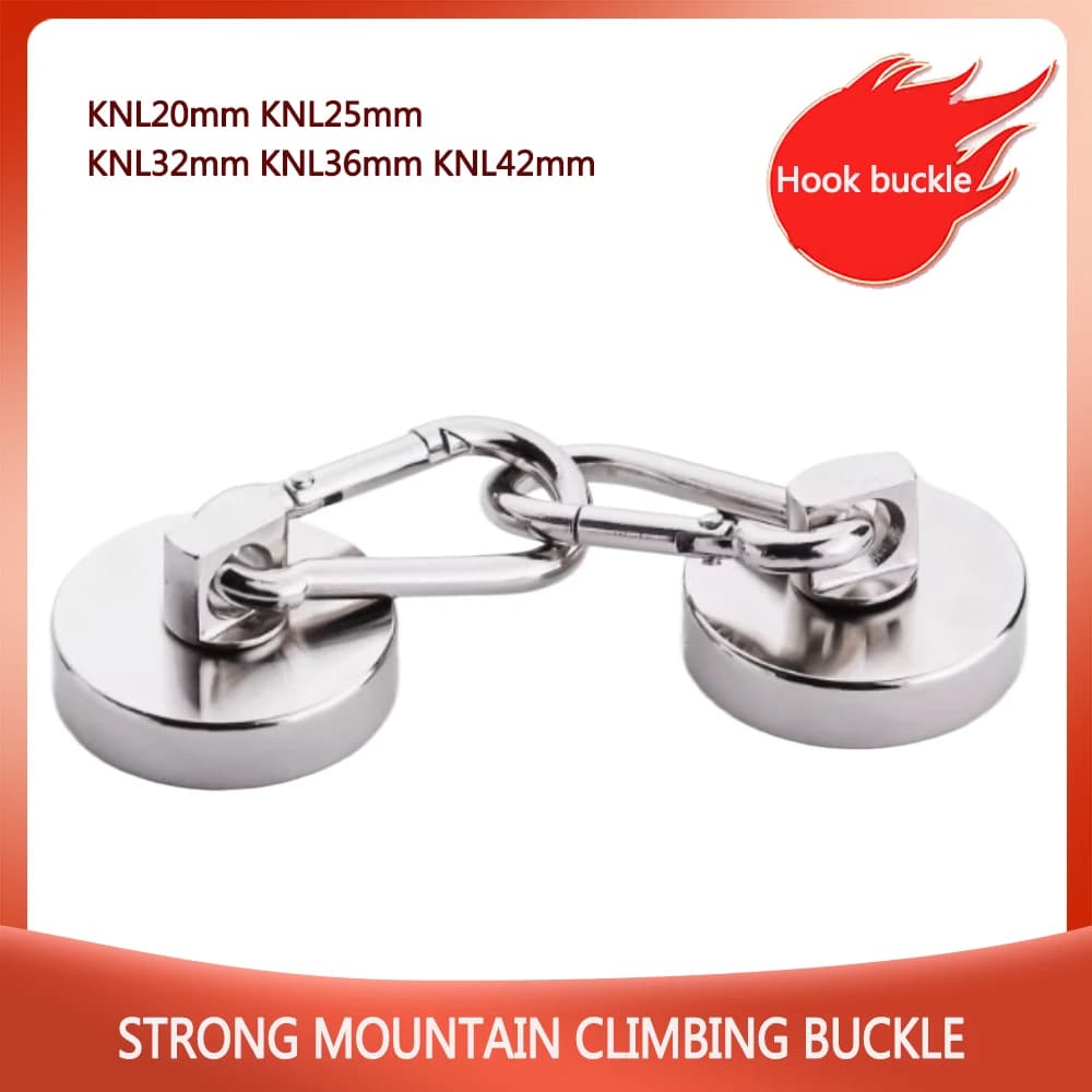 L20-L42mm Potente ventosa magnetica circolare con gancio rotante a 360 gradi, fibbia per alpinismo, magnete per vaso