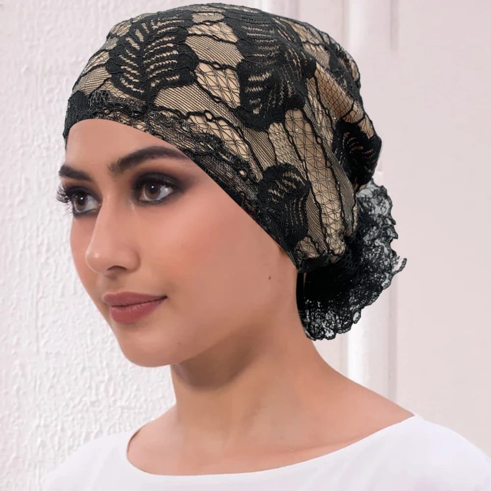 Berretto turbante ricamato per donna Estate traspirante Avvolge la testa Cofano musulmano sotto la sciarpa Cappello Cancro Chemio Cappelli Turbante mujer