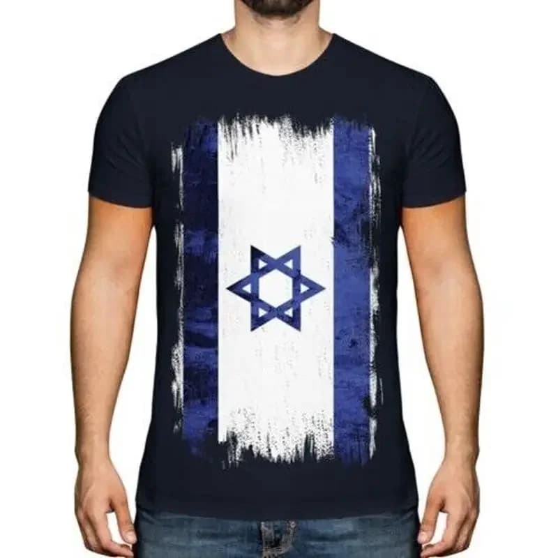 T-shirt da uomo con bandiera grunge di Israele Yisrael Israeli Isr ? '? Maglia da calcio L