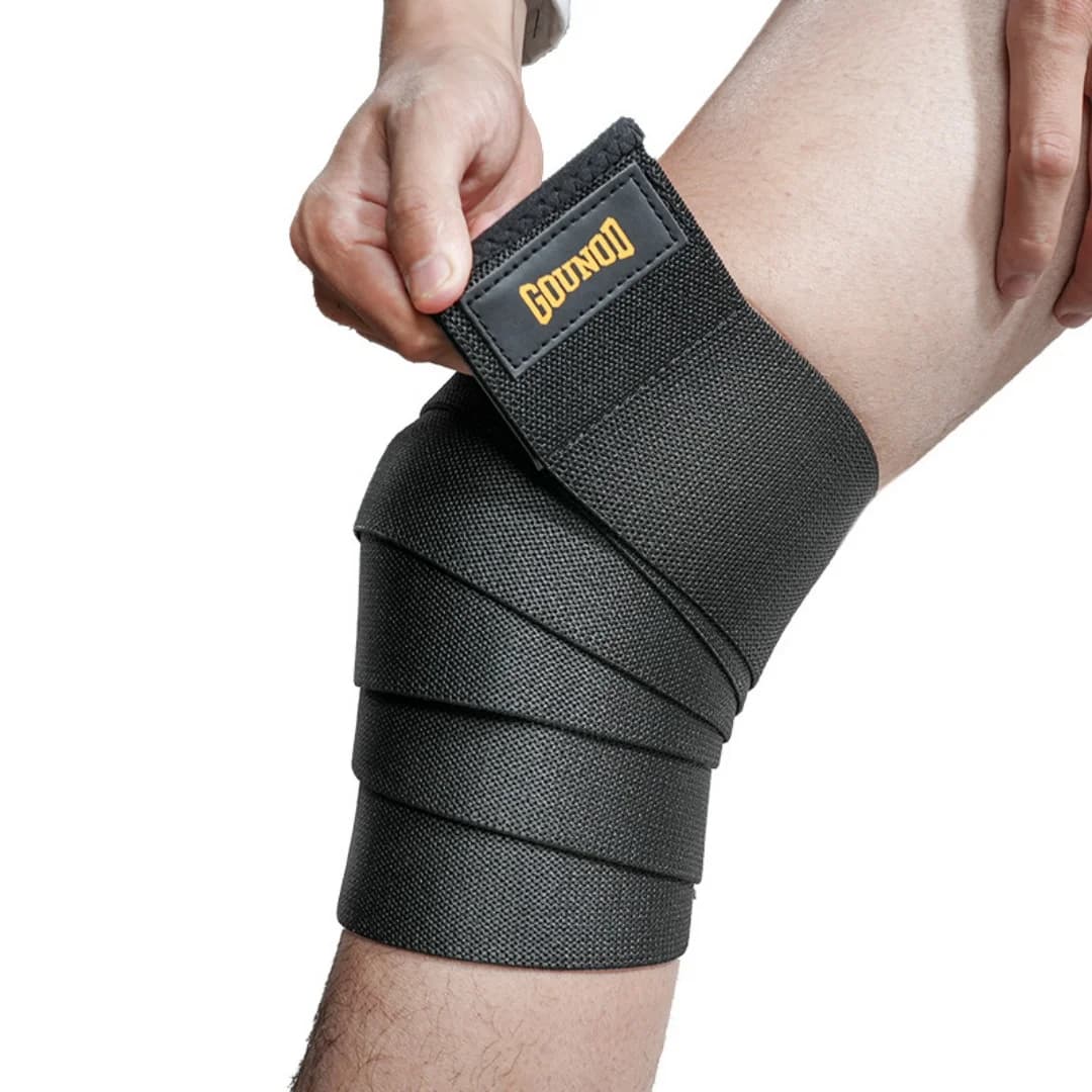 1/2 Pezzi Ginocchiera con Fascia Elastica in Nylon, Cinghia a Pressione Regolabile, Protezioni per Gambe, Sport, Fitness, Sollevamento Pesi, Squat