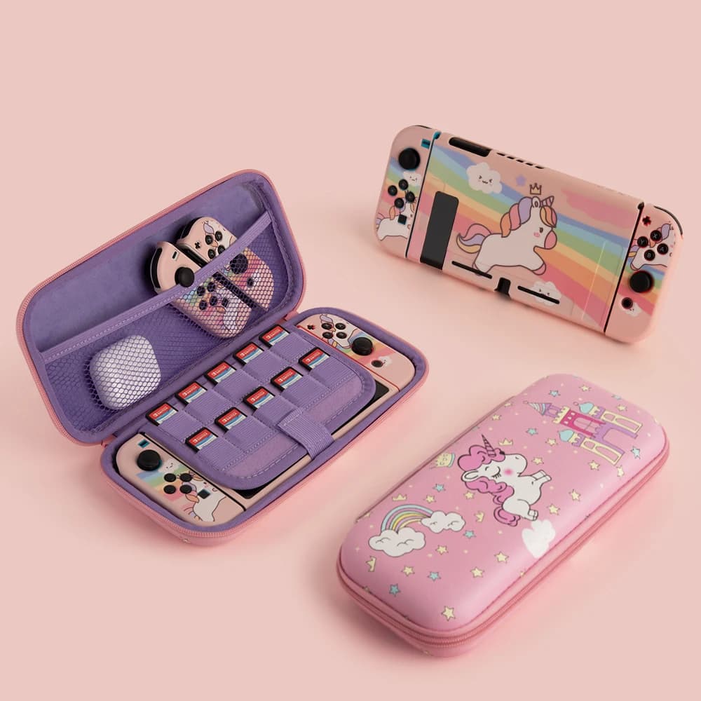 Borsa da viaggio portatile per custodia per interruttori Kit di copertura per controller cavallo arcobaleno per borsa per interruttori Custodia in silicone Accessori da gioco Regalo per bambini