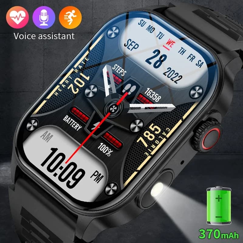 LIGE 2026 Smartwatch for Men with Bluetooth call, Fitness Monitoring, Cardiaca Frequency, LED Flashlight and Vocal Control