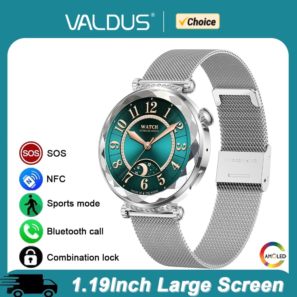 VALDUS Smartwatch Woman Fitness Bluetooth IP68 call Waterproof AMOLED Screen Long-Term Sport 2025 VL66 Pro Smart Watch