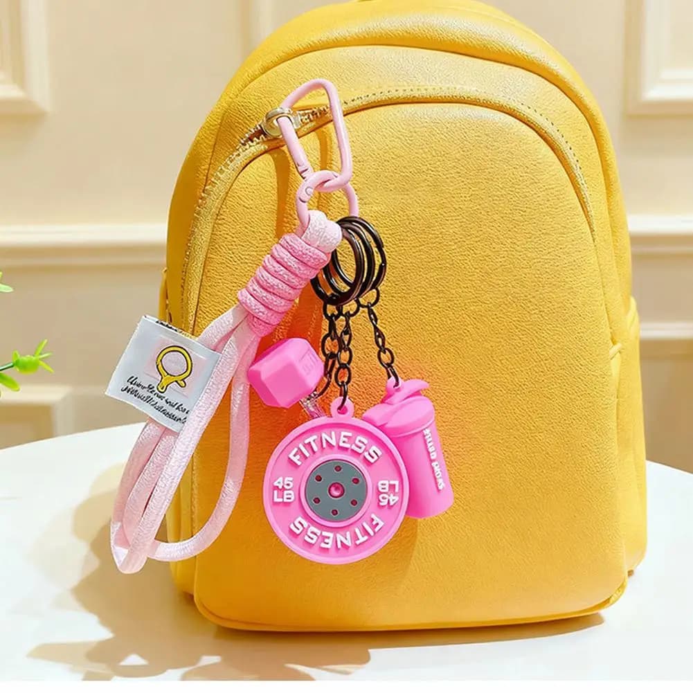 Portachiavi con bilanciere da sollevamento pesi, ciondolo a forma di manubrio per appassionati di fitness, powerlifting, ginnastica, accessorio per borsa, regalo per l'allenamento