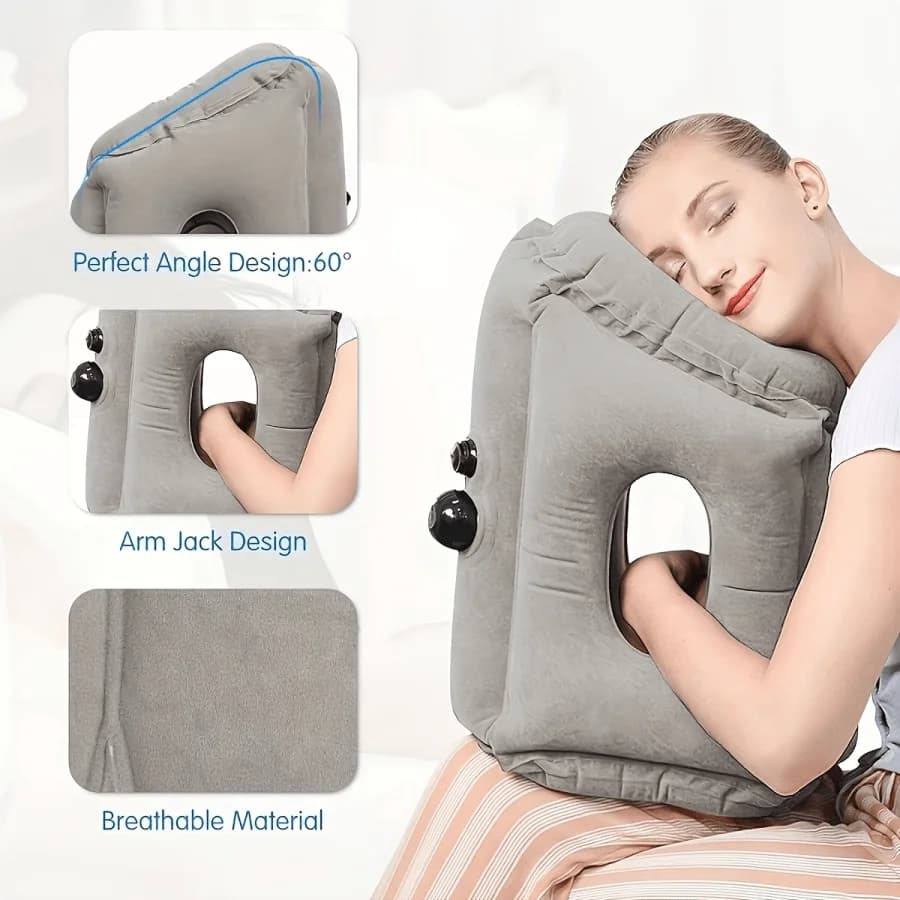 Neck Support Pillow, Inflatable Travel Pillow, Inflatable Neck Pillow Suitable For Sleep, Supporting The Head, Neck, And Lumbar Spine. Suitable For Airplanes, Cars, And RVs. Foldable For Storage, For Camping