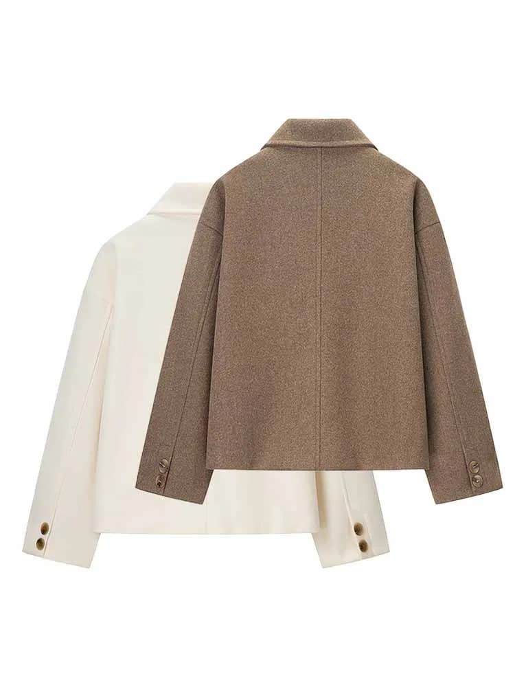 HH Woman Early Spring Fashion Long Sleeves Solid Color Single Breasted Lapel Loose Short Coat Female Casual Street Style Jacket