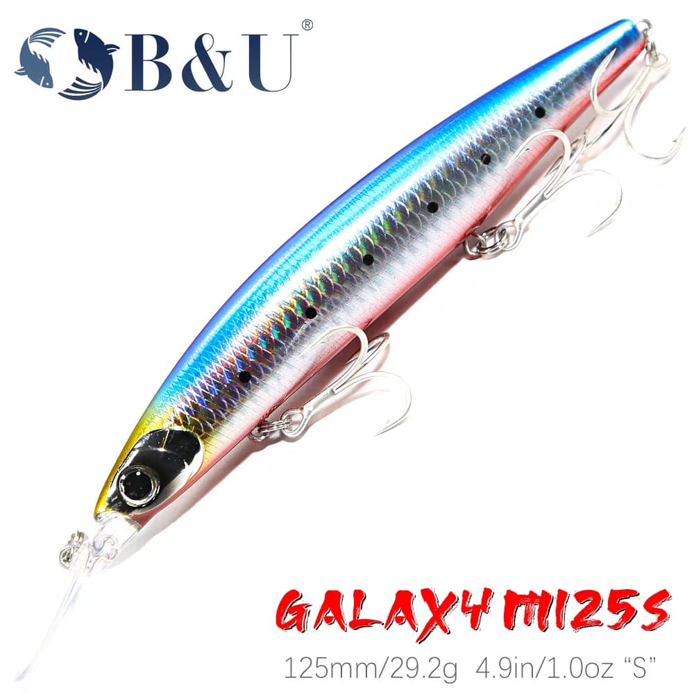 B&U 125mm Floating Minnow Sea Fishing Rich Ultra Long Casting Spigola Esche Dure Cosparents Artificial bait Jerkbait