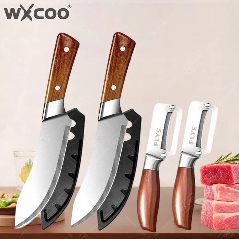 WXCOO Hand Forged Boning Knife Professional Kitchen Chef Knifes Butcher Knife Sugarcane Fruit Peeler Stainless Steel for Cooking